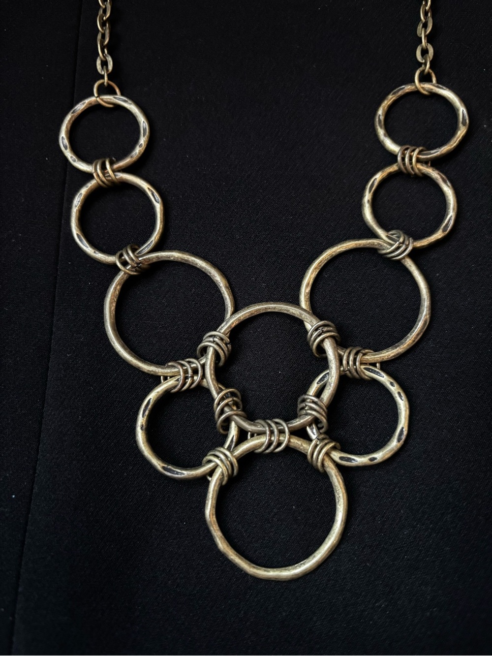 Antique Gold-Tone Linked Circle Statement Necklace